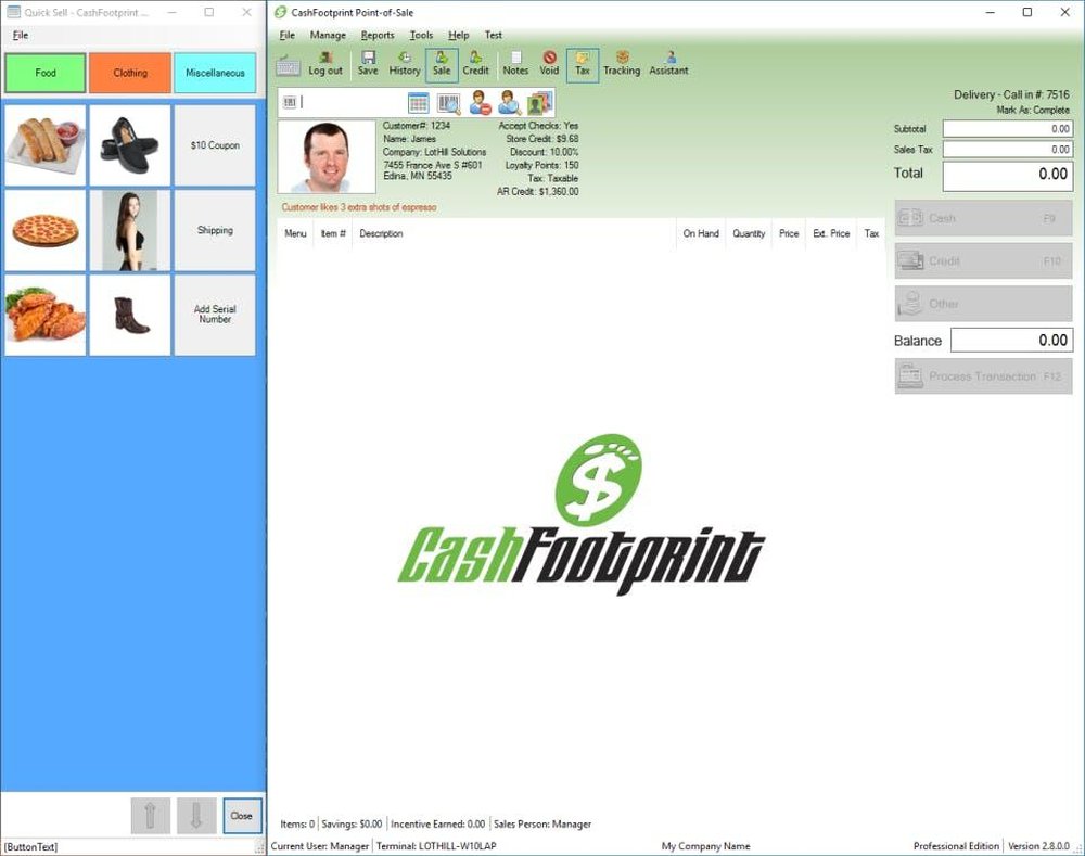 CashFootprint Point-of-Sale Screenshot 1