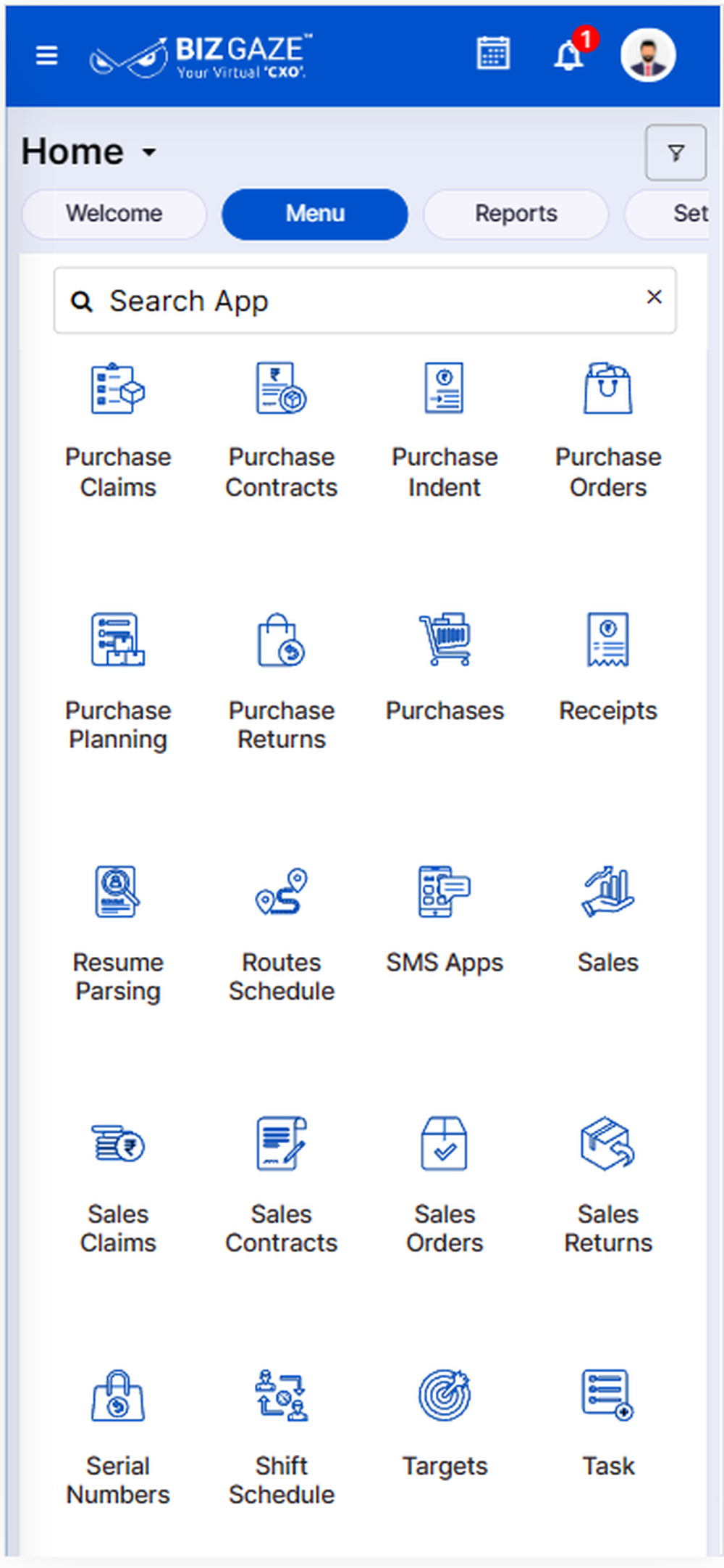 Mobile View Menu 