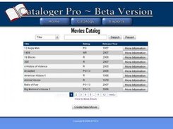 Movies Catalog after data has been entered.