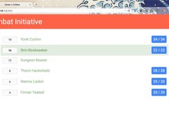 Combat initiative tracking