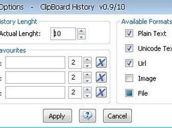 Options Dialog ScreenShot - cbh v0.9(Alpha)