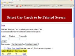 Selecting cars to print the CC for.