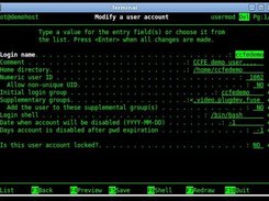 CCFE form for usermod(1) Linux command (default config.)