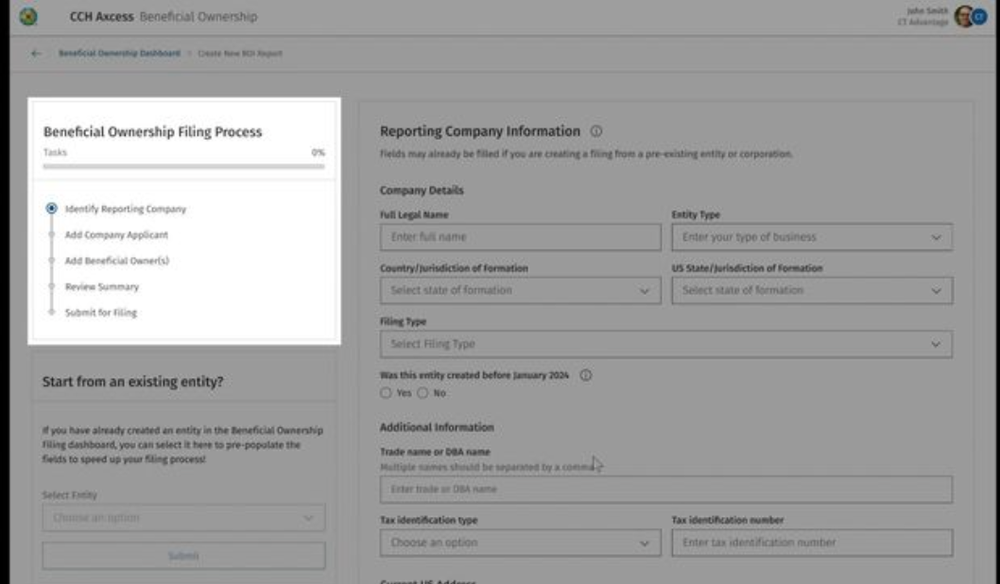 CCH Axcess Beneficial Ownership Screenshot 1