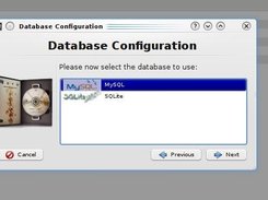 The Database configuration dialog / Database Selection.