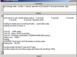 Version 1.3 CD Burning Process window