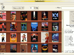 Vversion 0.5.1. This is a standard shelf view, but notice that "The Evil Dead II" is semi-transparent to indicate that it is either lost, lend out or a new copy is needed