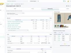 Celerp manufacturing ERP worksheet for bills of materials, production runs, raw material consumption, finished goods, and true unit costing.