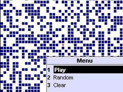 A randomly generated grid, showing the CELLular menu
