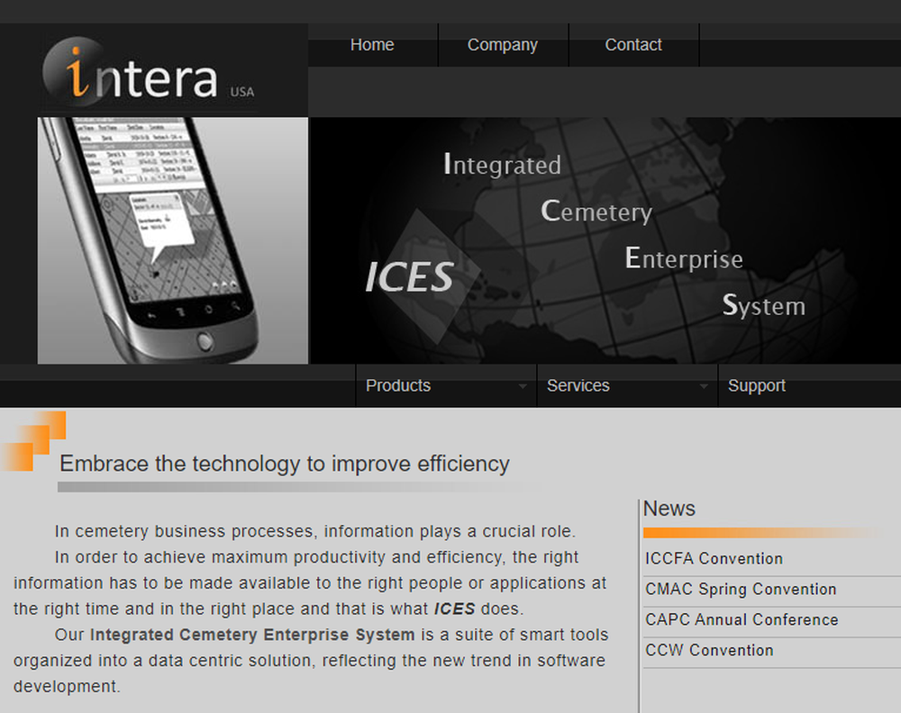 Intera Integrated Cemetery Enterprise System Screenshot 1