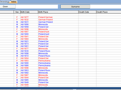 Example index view of new gedcom after importing to my family tree program