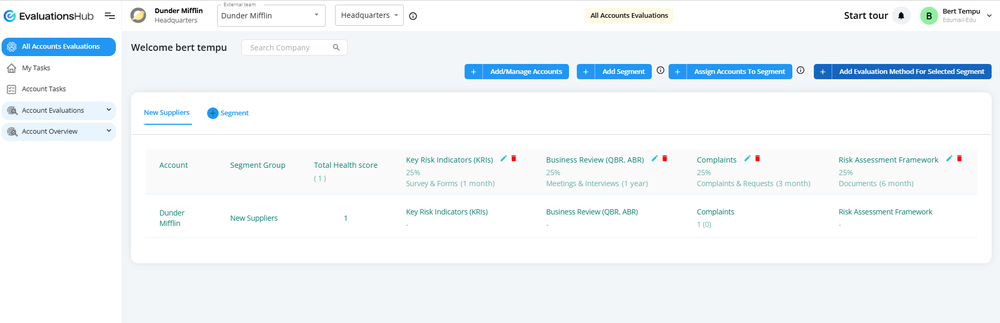 EvaluationsHub dashboard