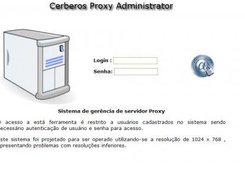 Tela de login no sistema Cerberos Proxy Administrator