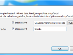 Předvolby umožní vyhnout se dalším dialogům při převodu