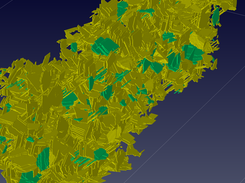 The cracks on {100} crystallographic planes are shown in yellow, and those on {110} planes are in green.