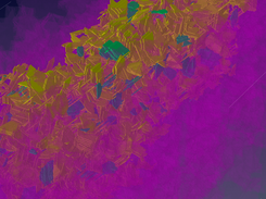 A view of cracks through semi-transparent network of crystal boundaries.