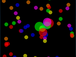 After touching / clicking and the dots start to expand and collide