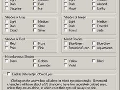 The eye color selection window.