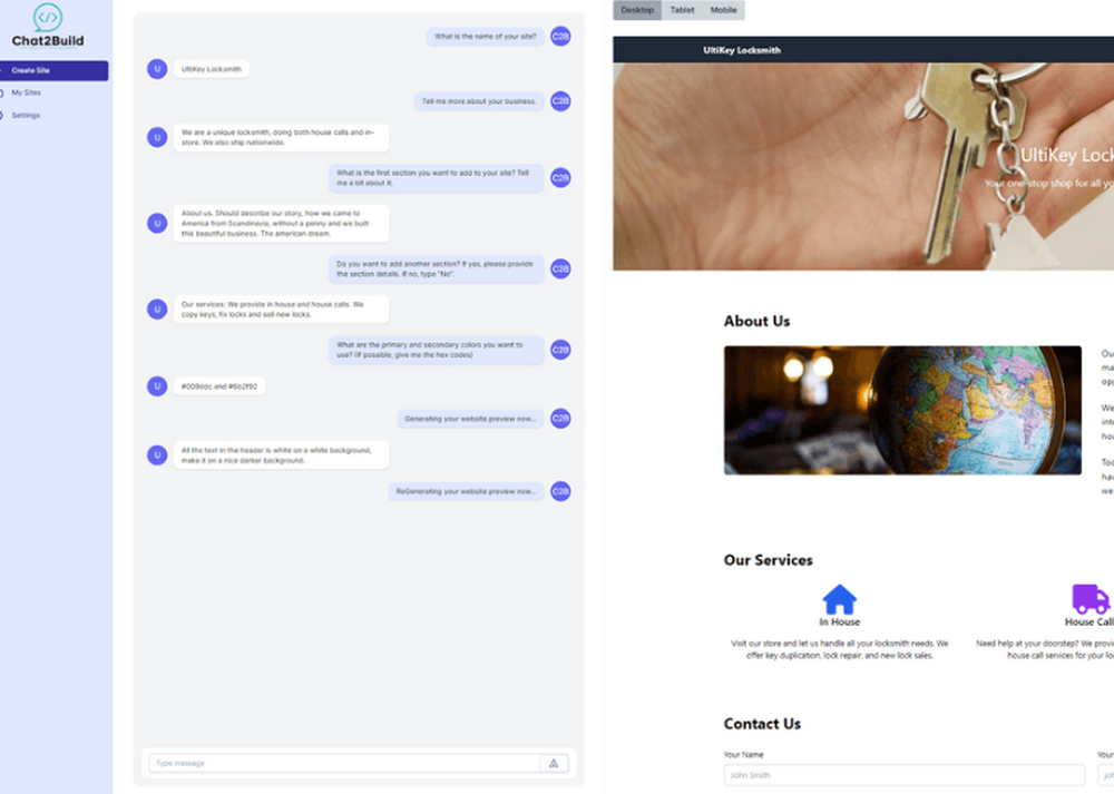 Chat2Build Screenshot 1