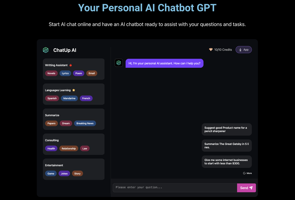 ChatUp AI - your best personal ai assistant and character chat for free