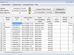 Main user interface window with analysis results table