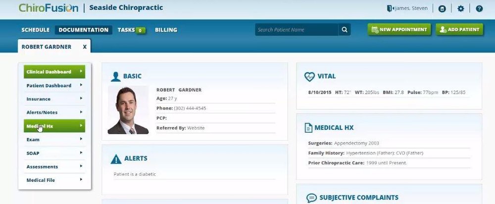 ChiroFusion Clinical Dashboard