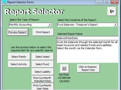 ChurchBook/DataBase Report Selector