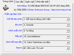Main page of WinVNKey for quick typing Chu Quoc Ngu