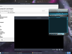 Package Installer, Celluloid video player, XMMS audio player