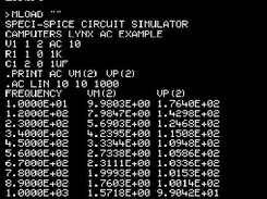 Camputers Lynx solves AC capacitor voltage at 10 different frequencies