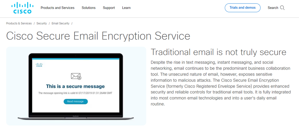 Cisco Secure Email Encryption Service Screenshot 1