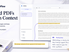 CiteFlow PDF reader with contextual highlights and source notes for faster academic research workflows.