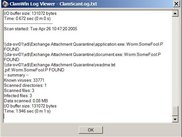 Log viewer showing scan log