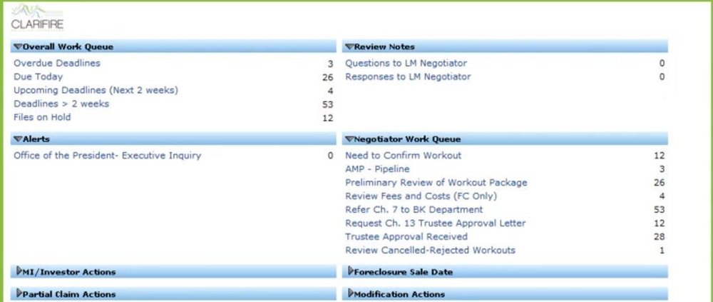 Clarifire Software Dashboard