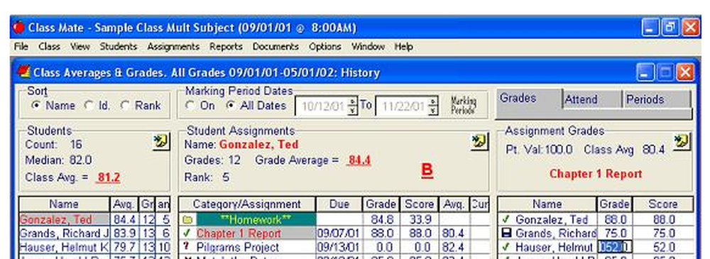 Class Mate Gradebook Screenshot 1