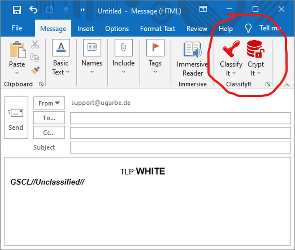 ClassifyIt Add-In Menu in Outlook