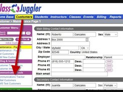 ClassJuggler Customer Menu