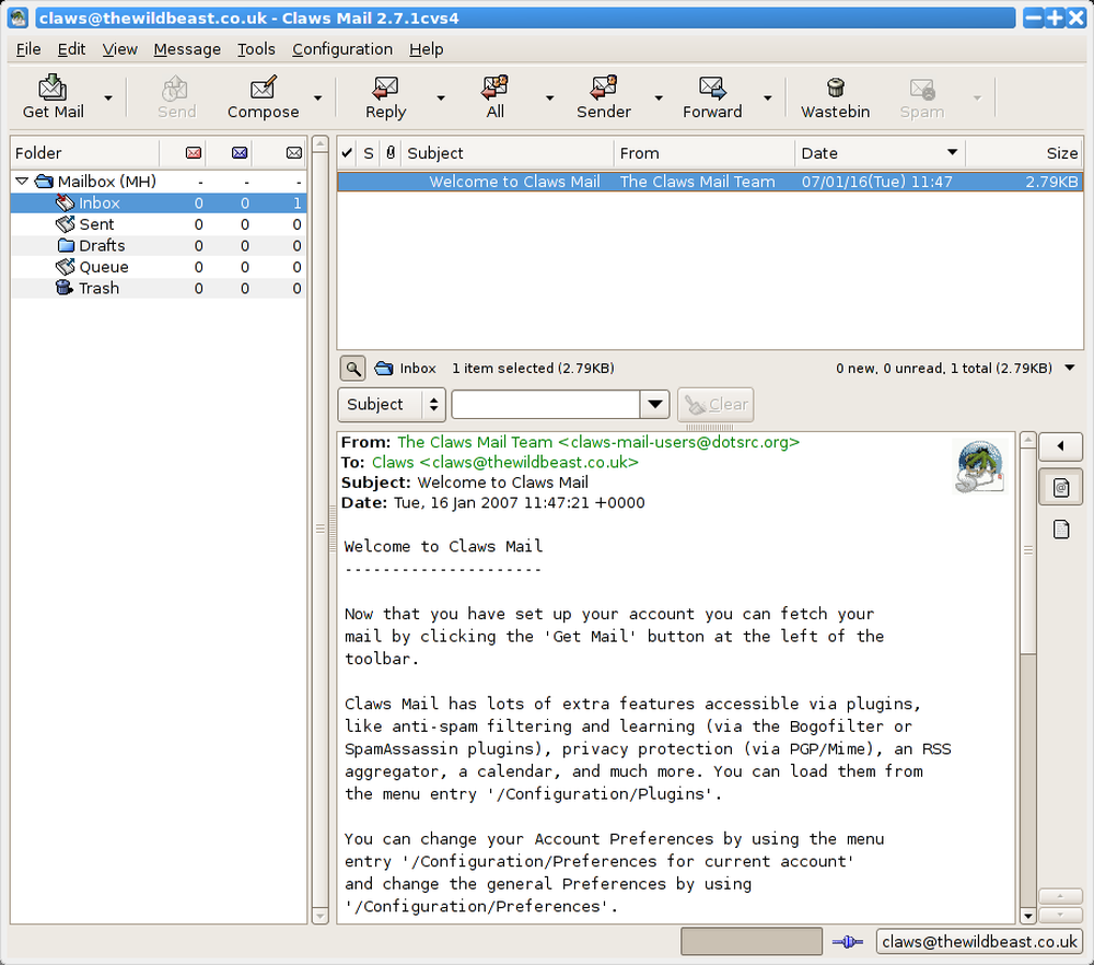 Claws Mail Screenshot 1