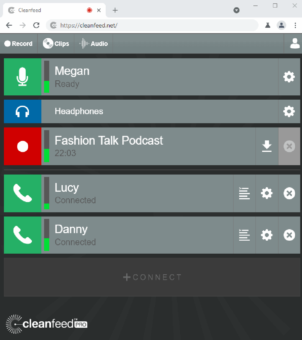 The main studio interface