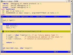 VimGdb with gdb window at top