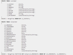 Example screenshot - Creating tables in ClickHouse
