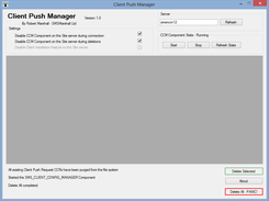 Client Push Manager deletes all CCR files and the CPB file and stops the Client deployments