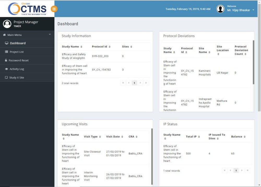 Clinion CTMS Screenshot 1