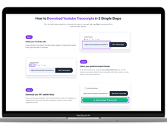 Instructions on how to extract and download a youtube video transcript in a given file format.