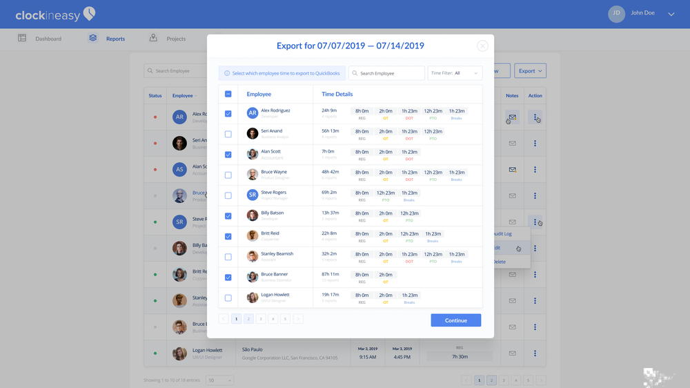 Export Dashboard