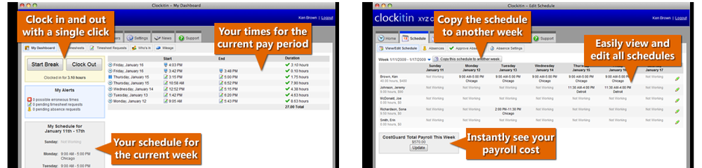 ClockITin Screenshot 1
