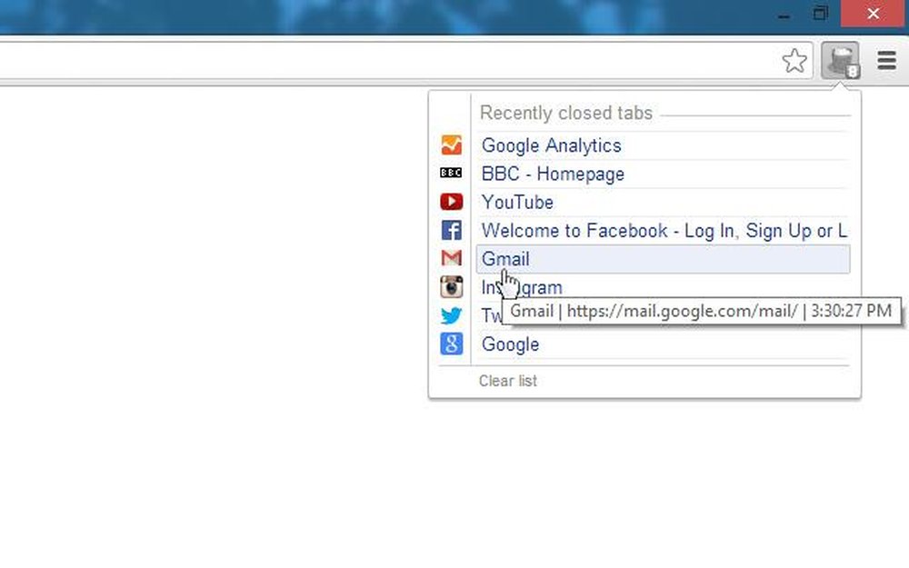 Closed tabs Screenshot 1