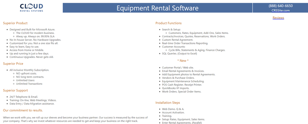 CLOUD Rental Systems Screenshot 1