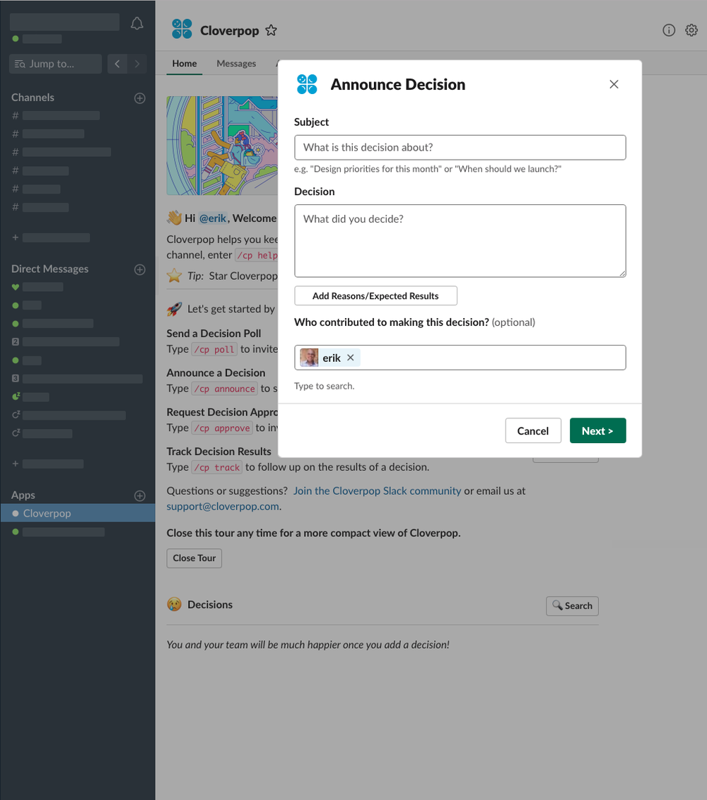 Cloverpop Slack Announcement
