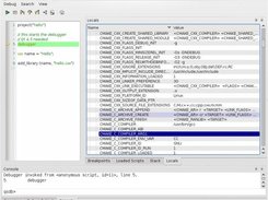 Debugger shows values of all CMake variables on Linux